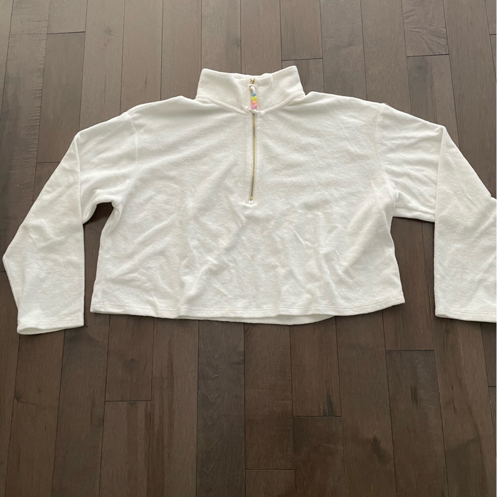 White Zip-Up Crop Top